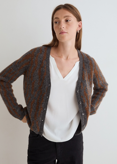 Animal Jacquard Cardigan