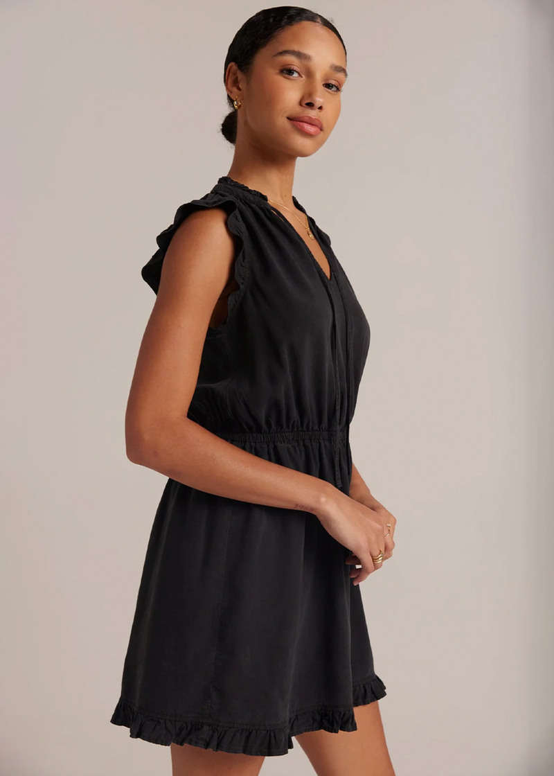 Bella Dahl Ruffle Sleeve Mini Dress Vintage Black