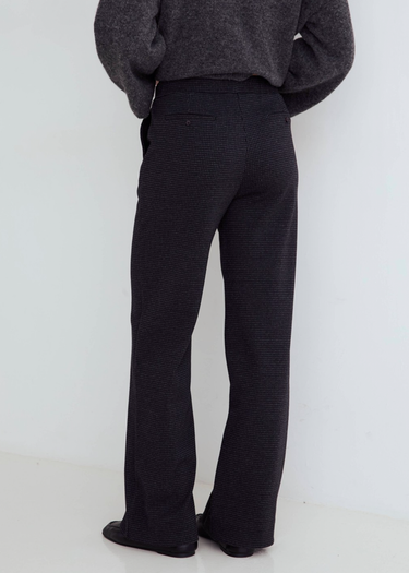 Yerse | Wide Leg Check Trousers - Dark Grey