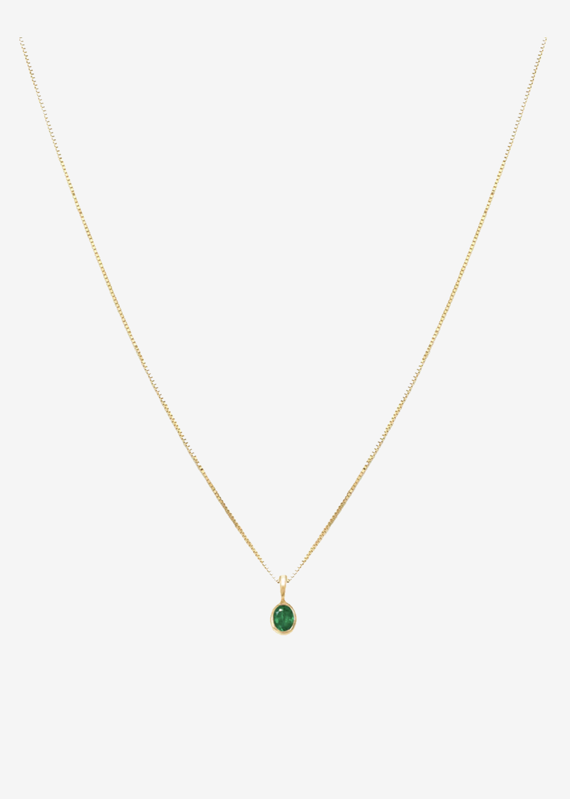 Leah Alexandra Petite Oval Necklace | 14k & Emerald