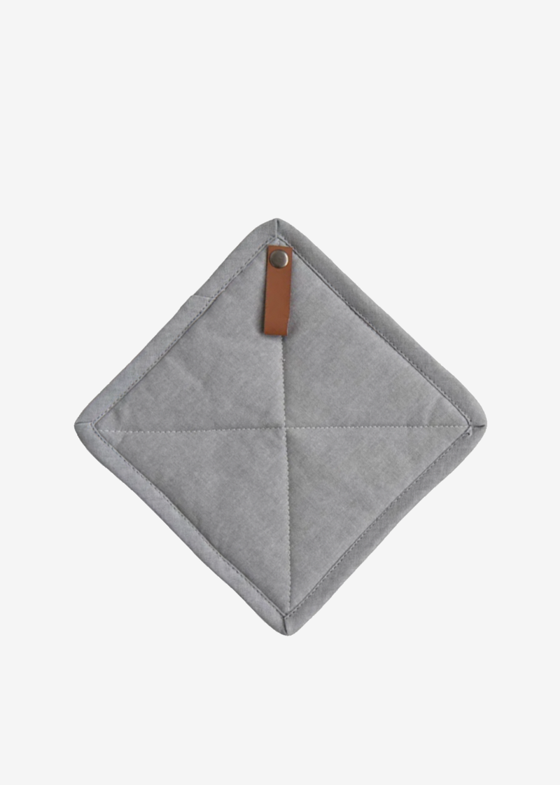 Creative Coop Square Cotton Pot Holder w/ Leather Loop