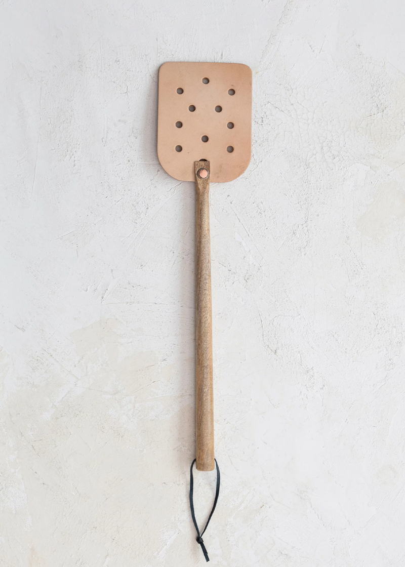 Creative Coop Leather Fly Swatter
