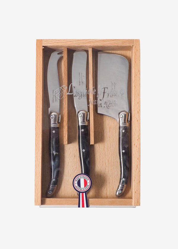 Laguiole Cheese Utensils | Black Marble S/3