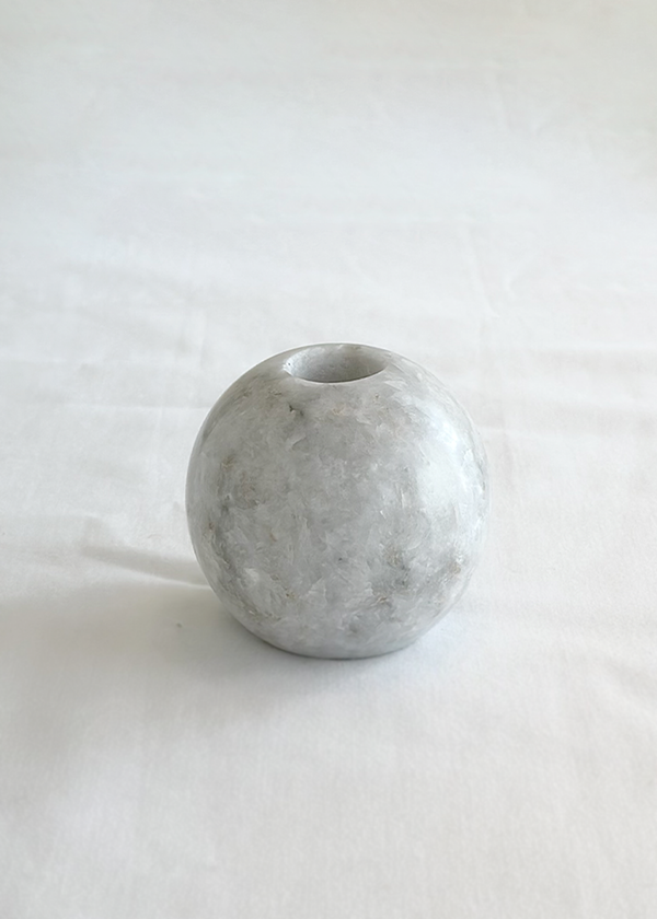 Indaba White Stone Sphere Candle Holder
