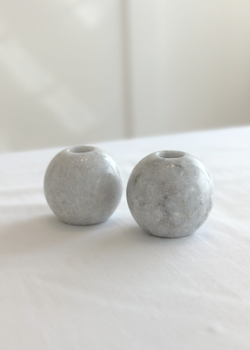 Indaba White Stone Sphere Candle Holder