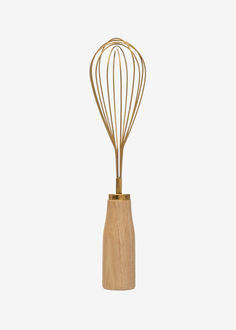 Bloomingville Wood Handle Gold Whisk