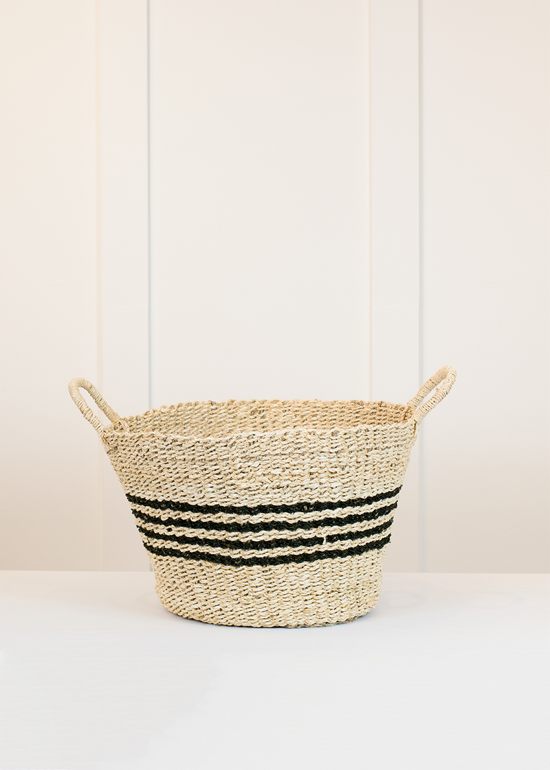 Natural Woven Palm & Seagrass Basket Large
