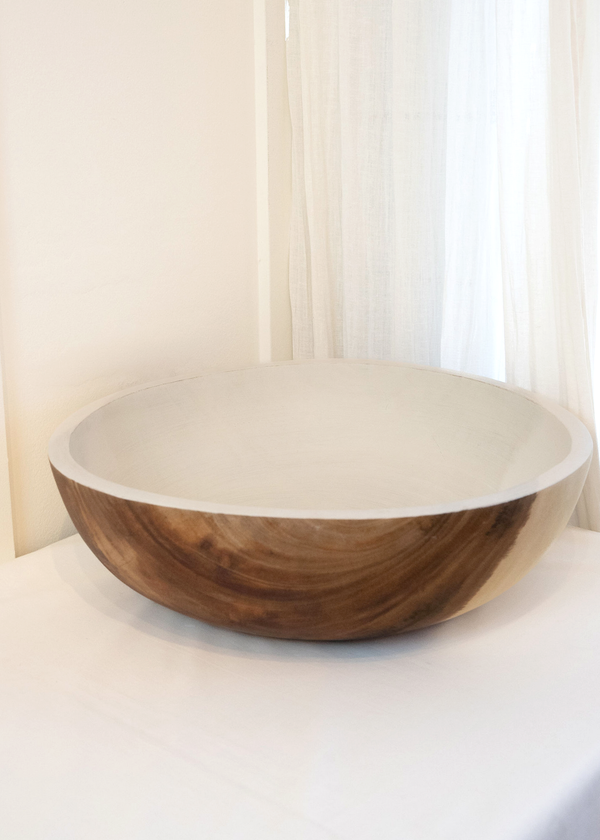 Steelwood 20" Smooth Bowl White/Wood