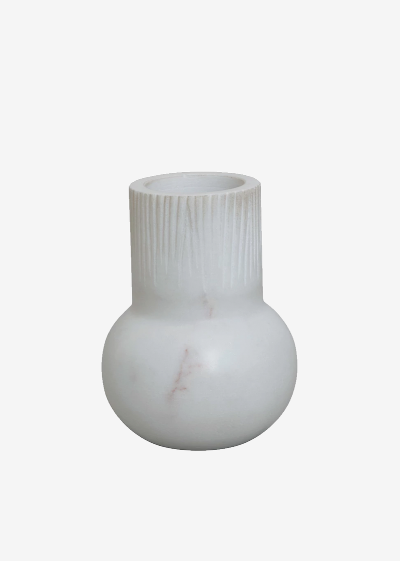 5-3/4" Round Carved Marble Vase