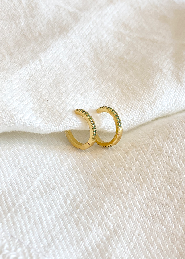 Pave Small Hoop | Emerald