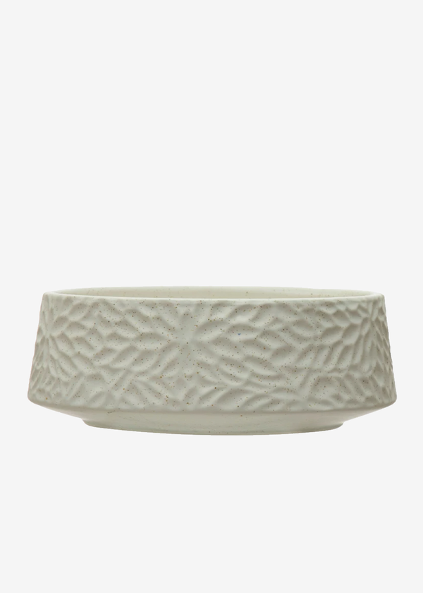 Bloomingville White Floral Embossed Planter Bowl