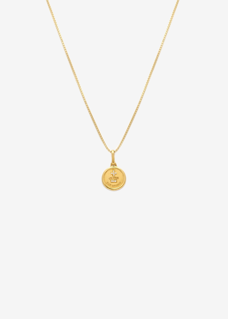 Leah Alexandra Love Token Necklace Round | Gold