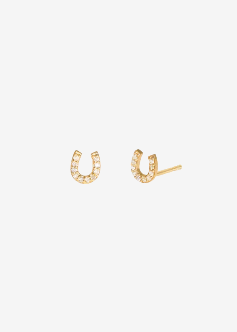 Tiny Horseshoe Studs | 9k Gold & Diamond