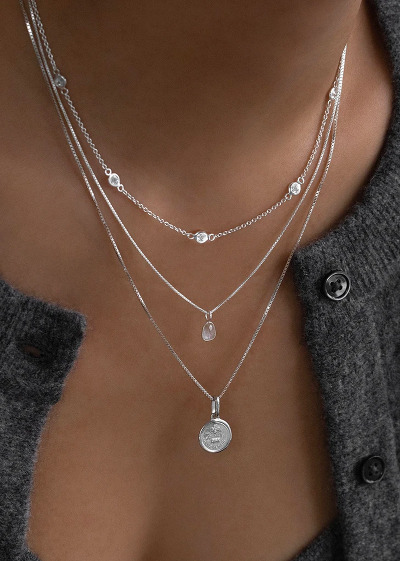 Leah Alexandra Silver Sofia Slice Necklace | Moonstone