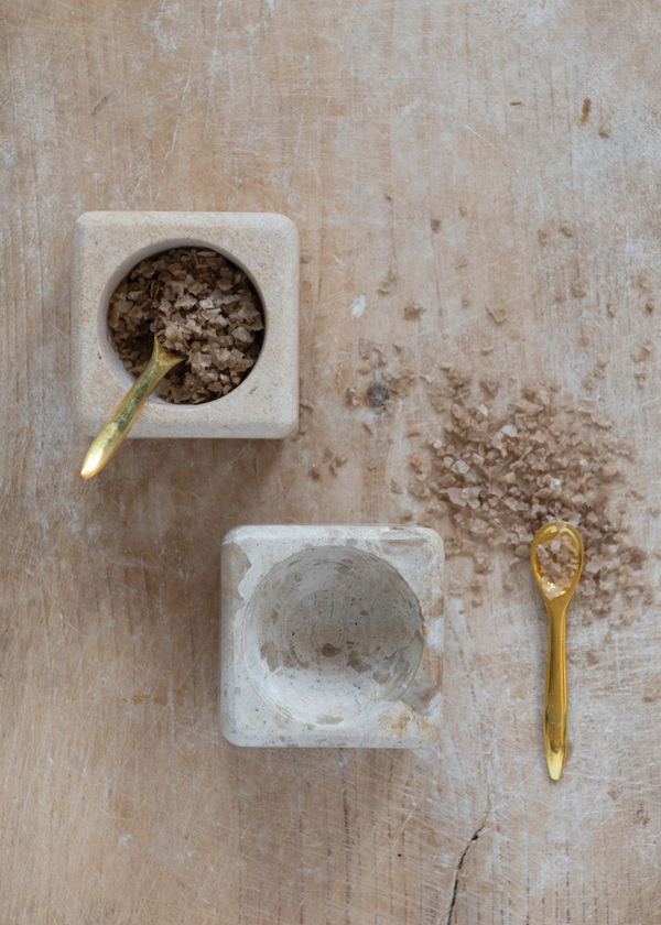 Square Sandstone Pinch Pot & Spoon