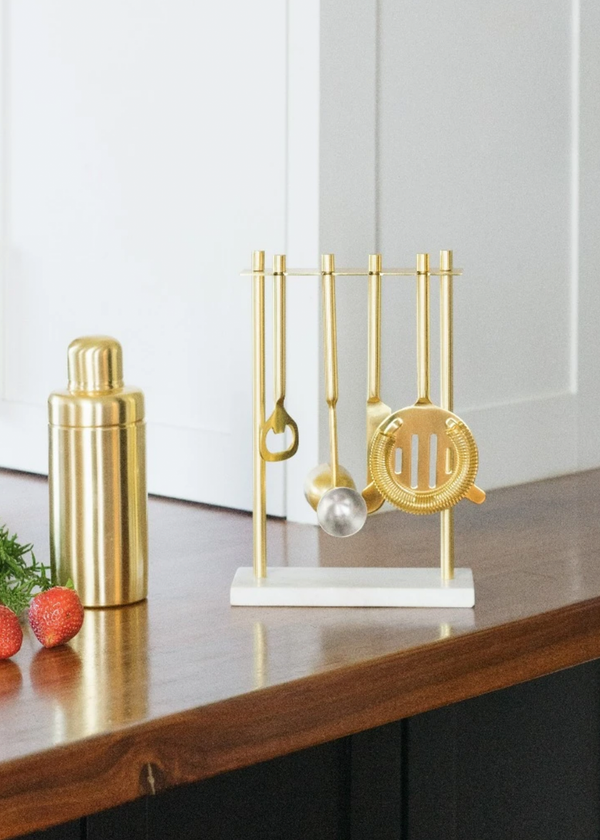 Be Home Hanging Bar Set | White Marble & Gold